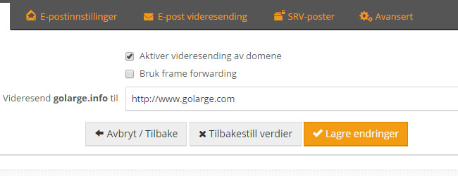 Videresending av domene